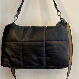 Sondra Roberts Squared Black Quilted Leather shoulder or crossbody Bag